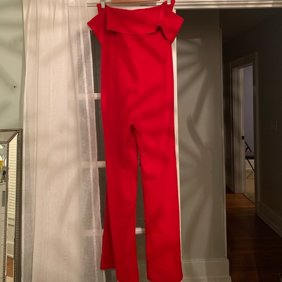 By The Way Aubrey Off Shoulder Jumpsuit In Red - Picture 2 of 5